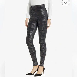 Spanx Faux Leather Camo Leggings Black M